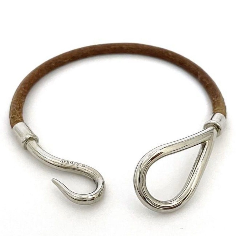 Hermes suede and sterling hook bracelet. Perfect condition comes with dust bag